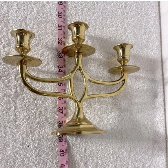 Vintage Brass 3  Candle Candelabra Candle Holder - Picture 15 of 15
